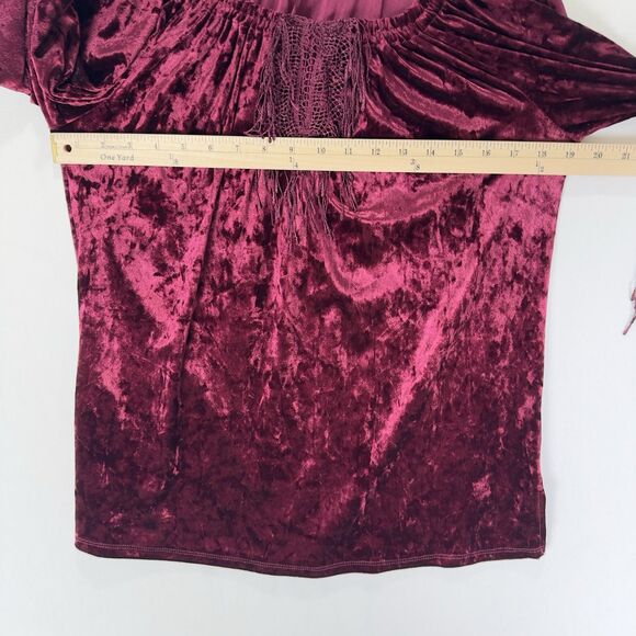 Fairy Grunge Whimsigoth Top Womens Medium Burgundy Velvet Witchy‎ Vampire Goth - Picture 10 of 11